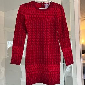 Beautiful nearly new Herve Leger classic red long sleeve dress